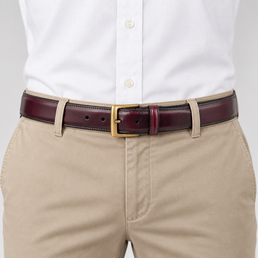 Bally Leather Belt Size 40 Oxblood Loafer Brush-Off Classic Belt High End Luxury